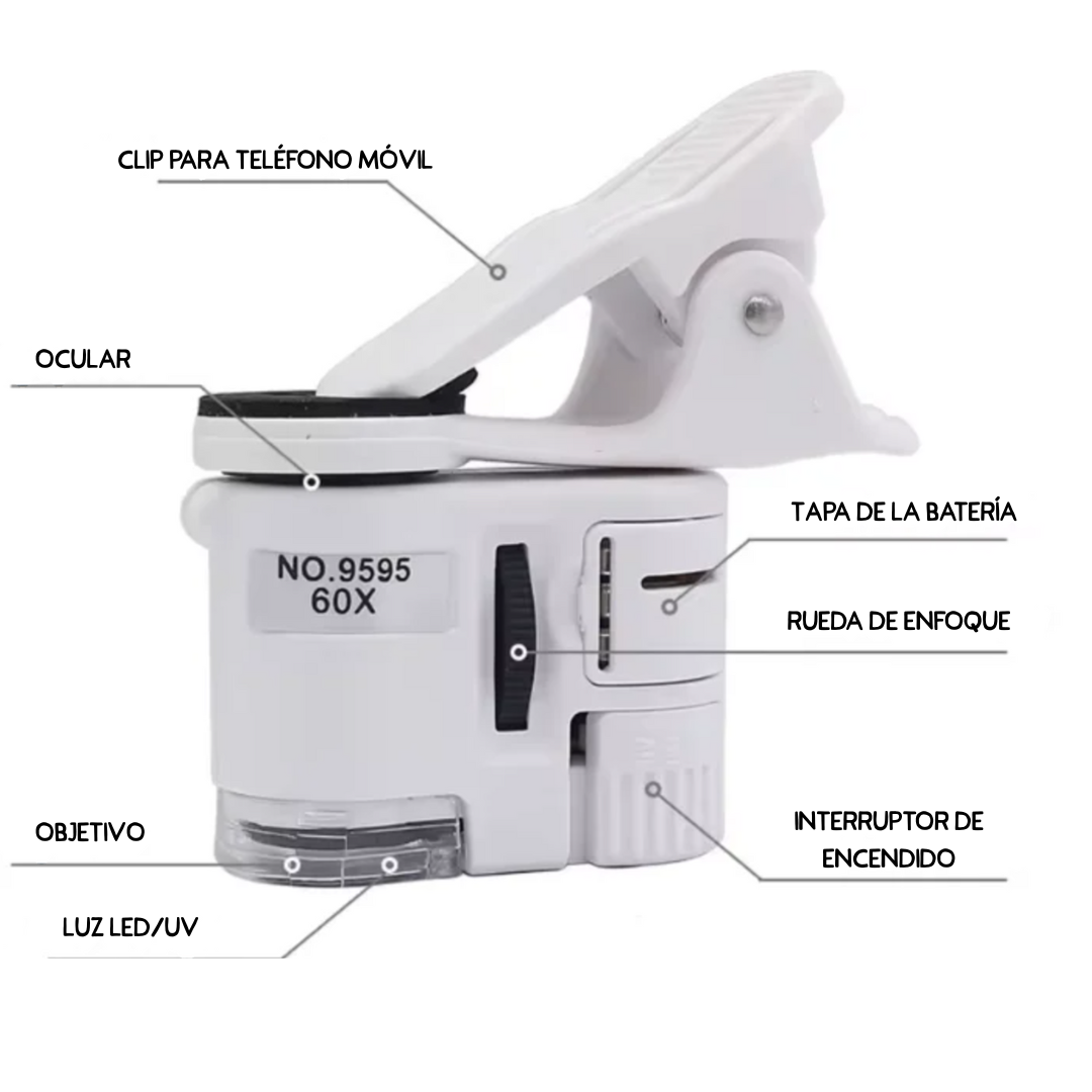 Microscopio clip para celular – 60x - Imagen 3