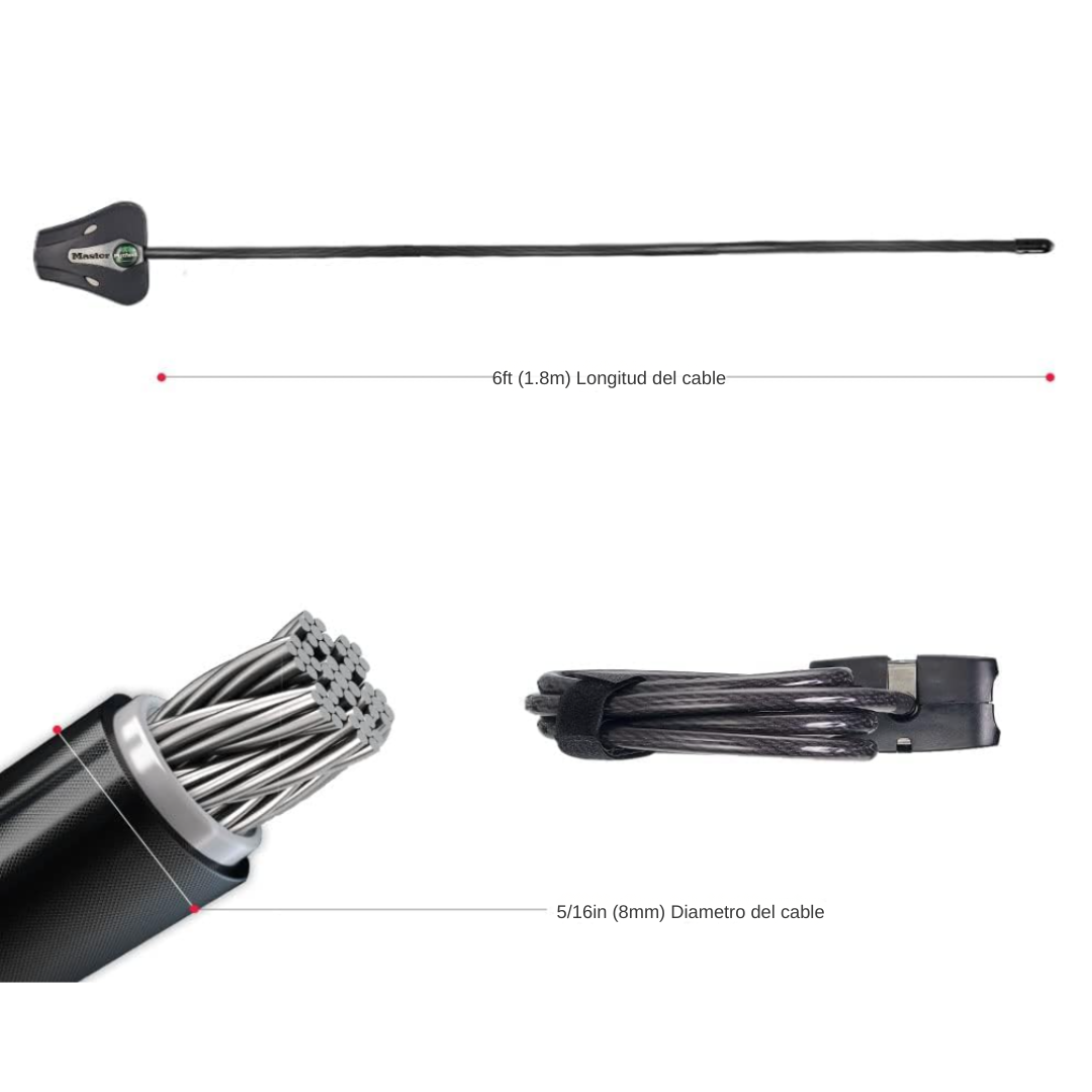 Cable Master Lock Python – Cable de seguridad ajustable 8mm - Imagen 2