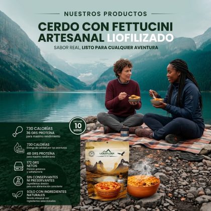 Cerdo con Fettuccini Artesanal Liofilizado | Comida para Camping